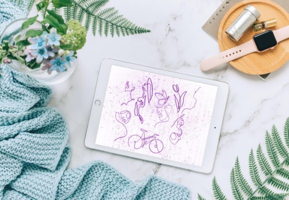 45 Boho Line Art Procreate Bundle V13