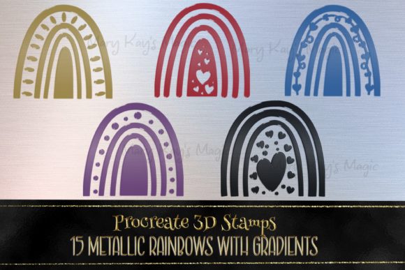 Elevate Your Digital Art with Procreate 3D Metallic Rainbow Stamps-15