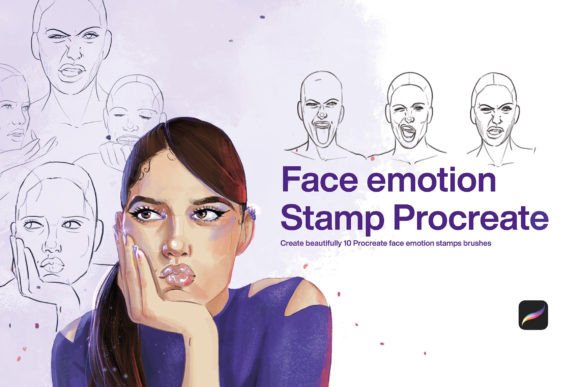 Expressive 10 Face Emotion Stamps for Procreate