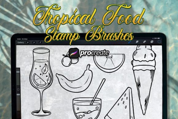 Tropical Food Brush Stamp: A Vibrant Design Tool