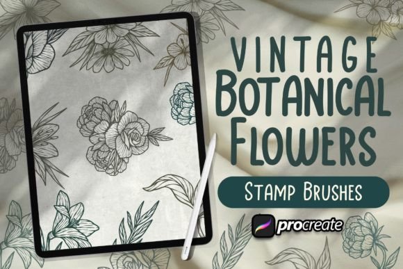 Vintage Botanical Flowers Brush Stamp Guide